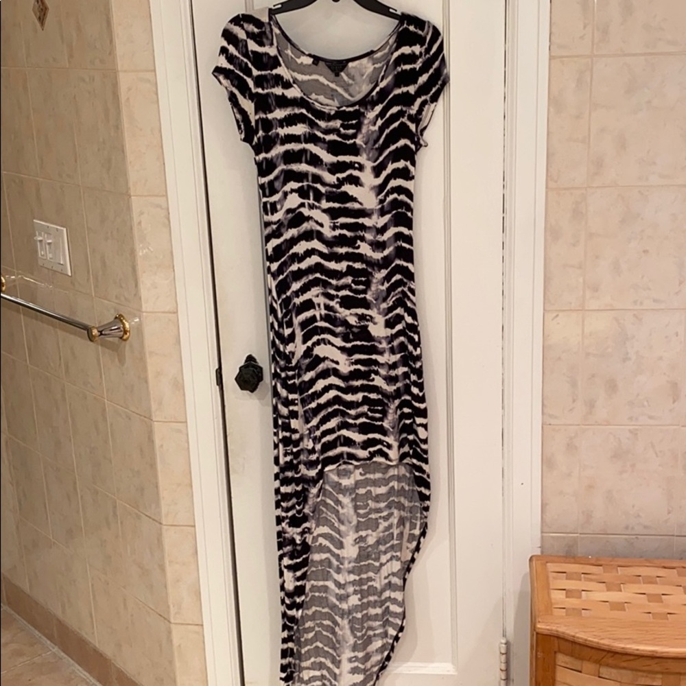 High low tie dye black and white dress